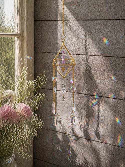 ATTRAPE SOLEIL PIERRES NATURELLES LEPIDOLITE ET CRISTAL DE ROCHE