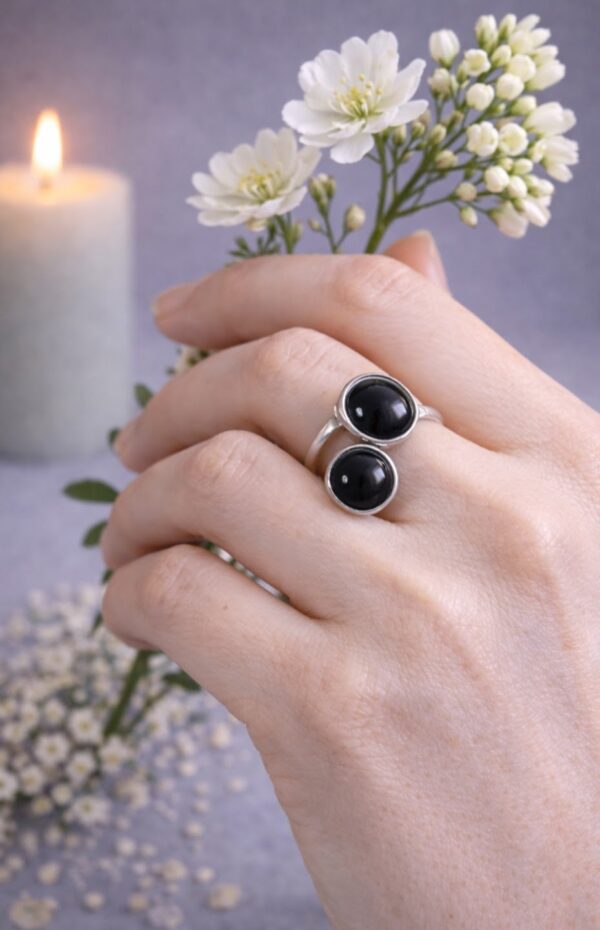 BAGUE DOUBLE PIERRES NATURELLES ONYX