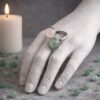BAGUE DOUBLE PIERRES NATURELLES AVENTURINE VERTE ET QUARTZ ROSE