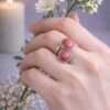BAGUE DOUBLE PIERRES NATURELLES RHODONITE
