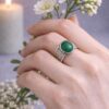 BAGUE MARTELEE PIERRE NATURELLE AVENTURINE VERTE