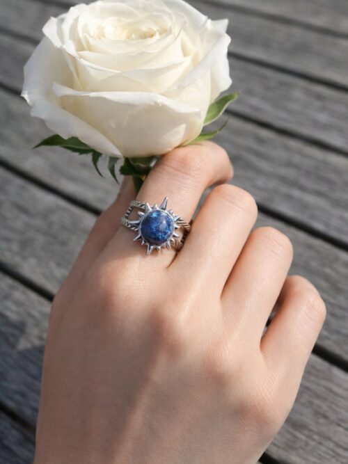 BAGUE SOLEIL PIERRE NATURELLE SODALITE