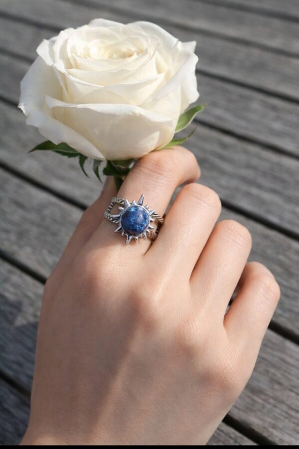 BAGUE SOLEIL PIERRE NATURELLE SODALITE