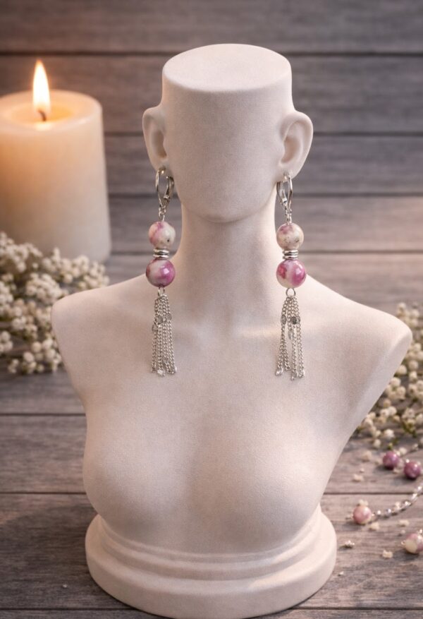 BOUCLES D'OREILLES PIERRES NATURELLES LEPIDOLITE