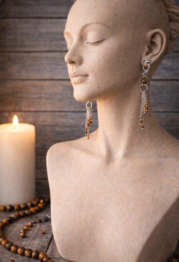 BOUCLES D'OREILLES PIERRES NATURELLES OEIL DE TIGRE