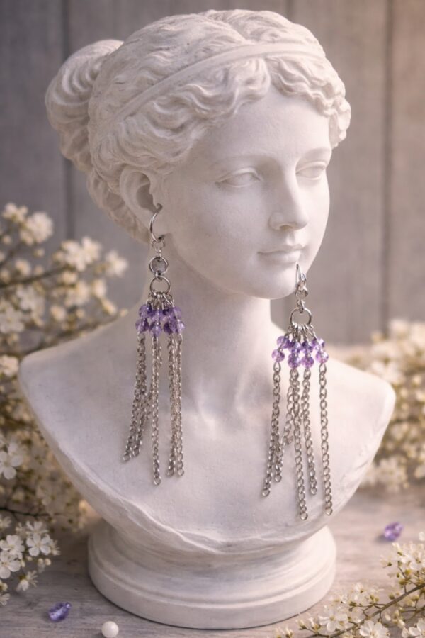 BOUCLES D'OREILLES PIERRES NATURELLES AMETHYSTE FACETTEES