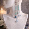BOUCLES D'OREILLES PIERRES NATURELLES APATITE ET AVENTURINE BLEUE