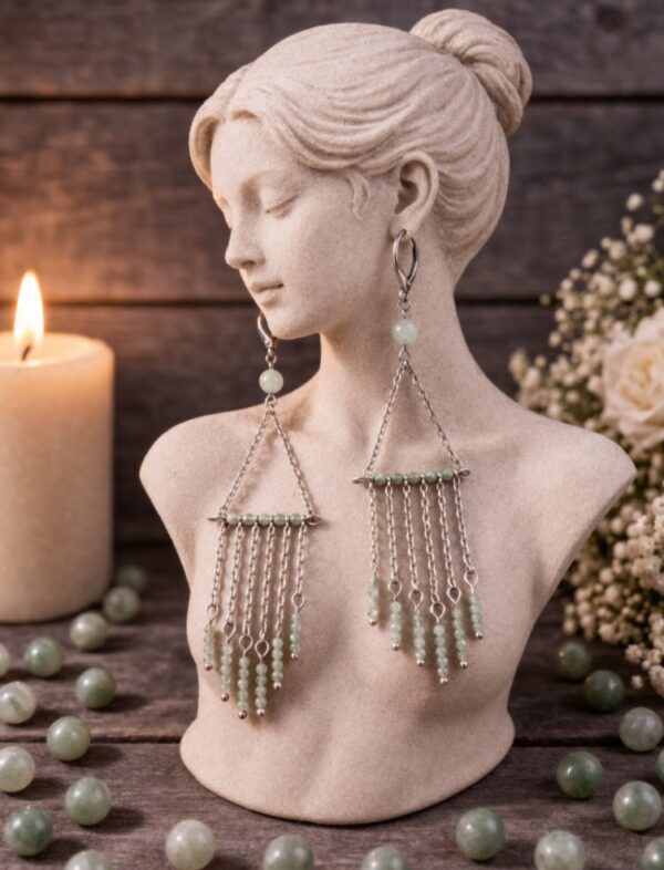 BOUCLES D'OREILLES PIERRES NATURELLES AVENTURINE VERTE FACETTEE