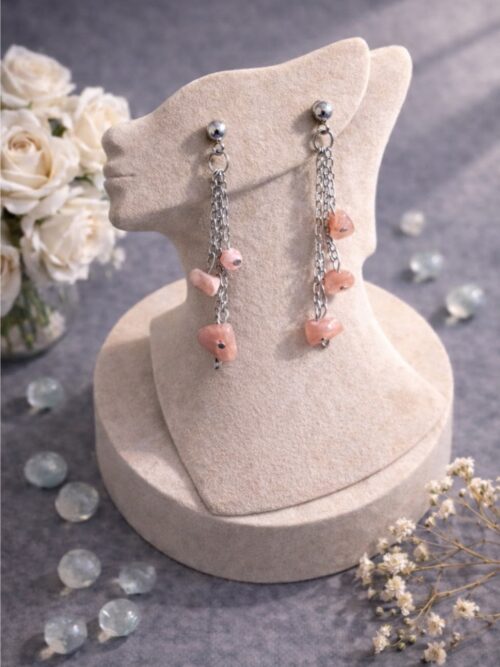BOUCLES D'OREILLES PIERRES NATURELLES RHODOCHROSITE