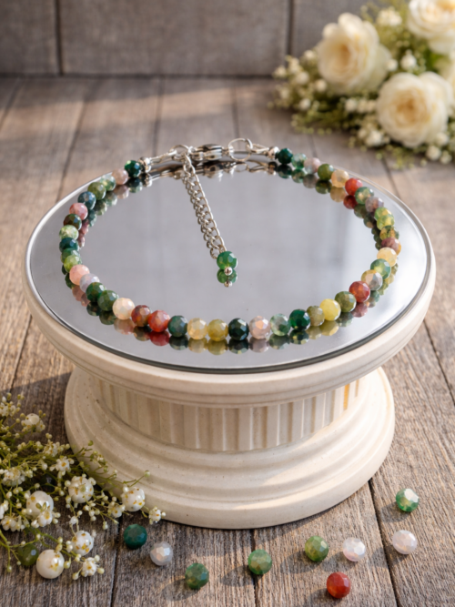 BRACELET PIERRES NATURELLES AGATE INDIENNE FACETTEE