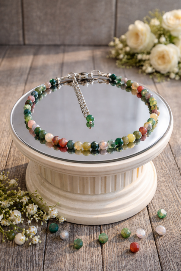 BRACELET PIERRES NATURELLES AGATE INDIENNE FACETTEE