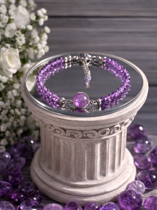 BRACELET PIERRES NATURELLES AMETHYSTE FACETTEE