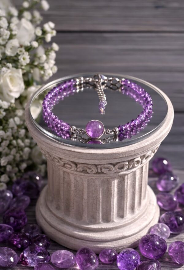 BRACELET PIERRES NATURELLES AMETHYSTE FACETTEE