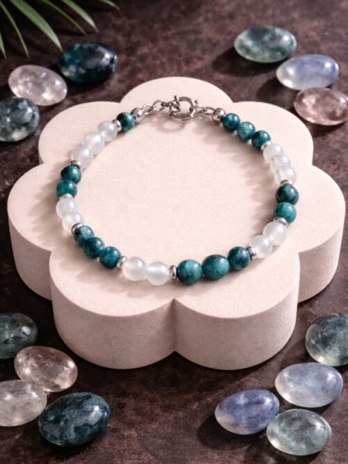 BRACELET PIERRES NATURELLES APATITE ET JADE BLANC