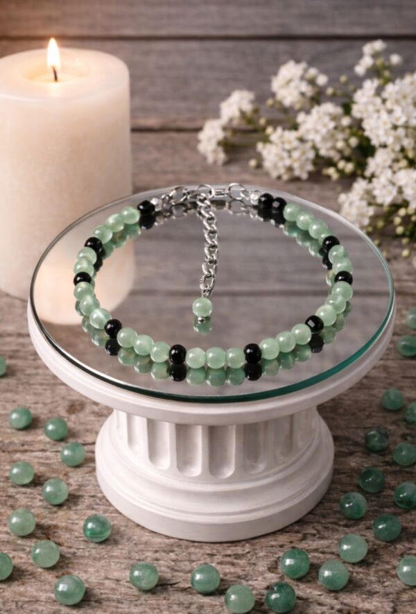 BRACELET PIERRES NATURELLES AVENTURINE VERTE ET ONYX