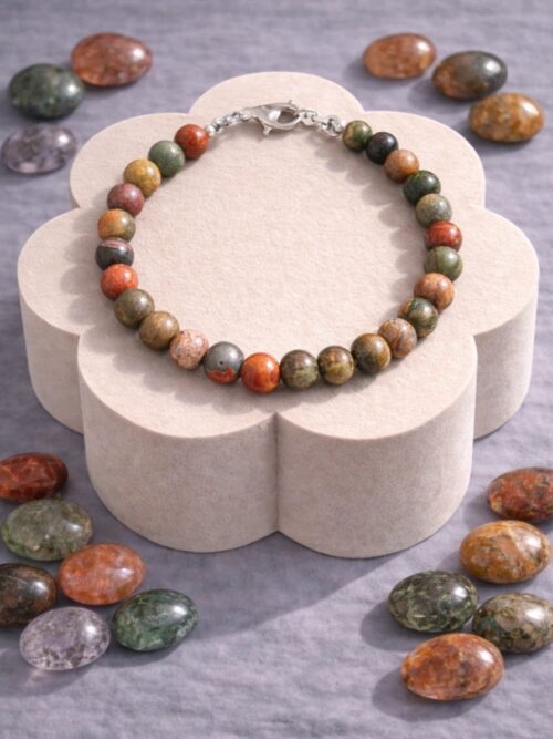 BRACELET PIERRES NATURELLES JASPE OCEAN (modèle homme)