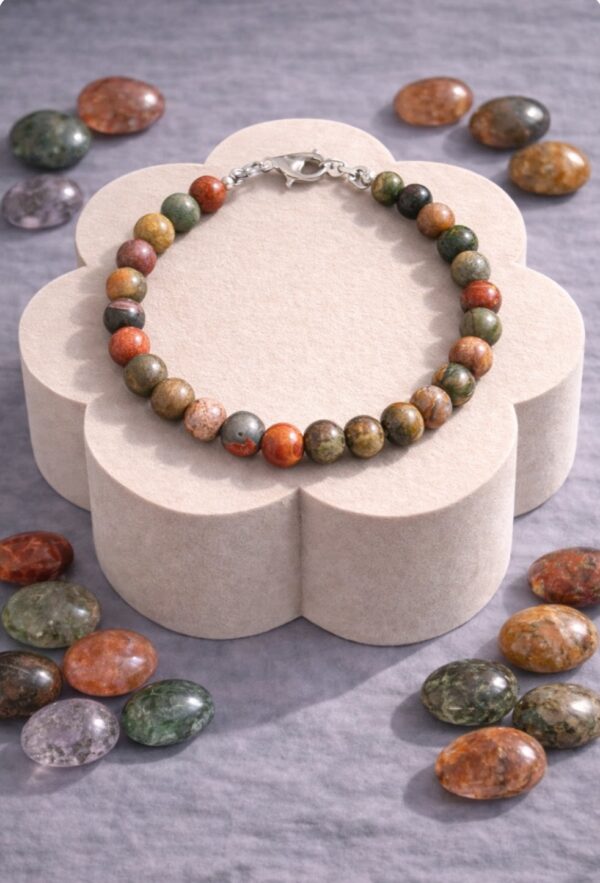 BRACELET PIERRES NATURELLES JASPE OCEAN (modèle homme)