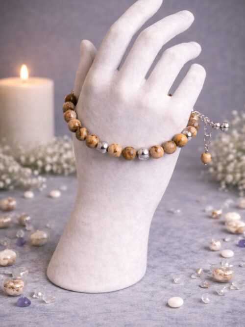 BRACELET PIERRES NATURELLES JASPE CAMEL