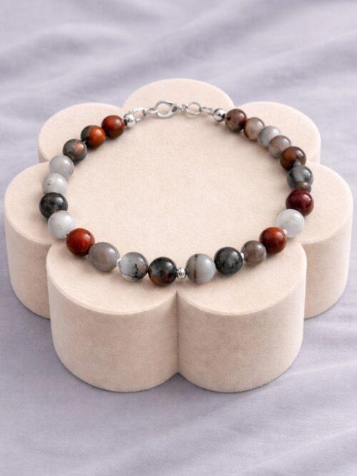 BRACELET PIERRES NATURELLES JASPE SANGUIN (modèle homme)