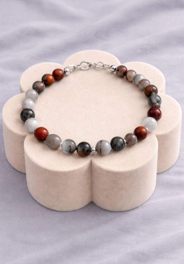 BRACELET PIERRES NATURELLES JASPE SANGUIN (modèle homme)