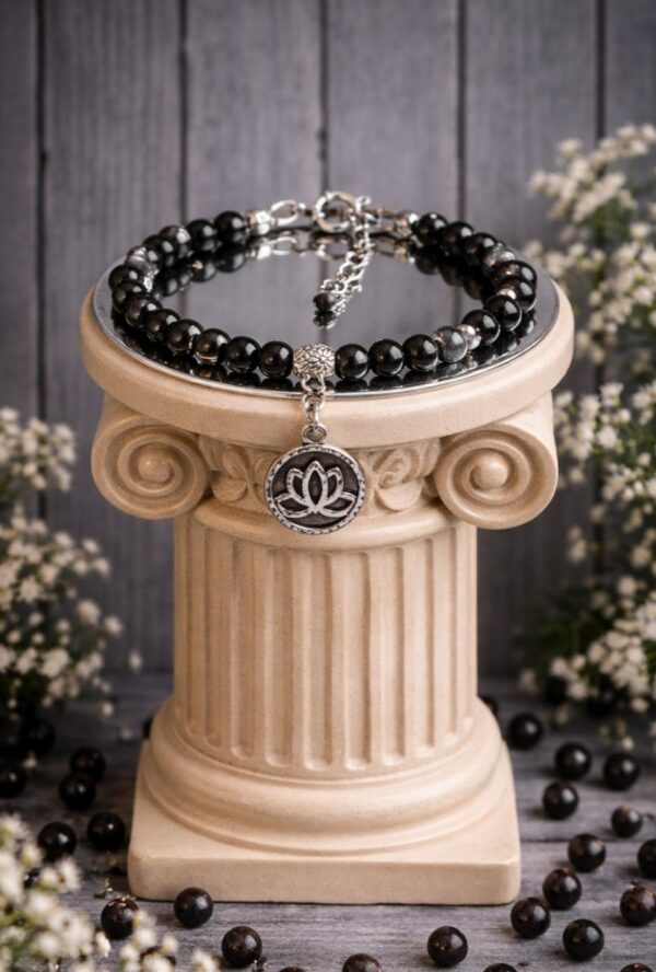 BRACELET PIERRES NATURELLES OBSIDIENNE OEIL CELESTE ARGENTE