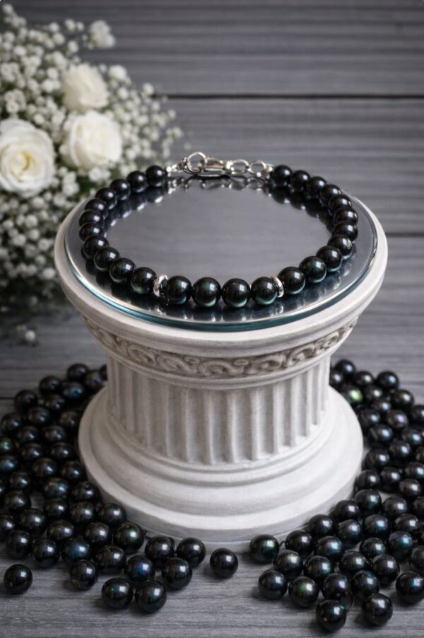 BRACELET PIERRES NATURELLES OBSIDIENNE OEIL CELESTE ARC-EN-CIEL (modèle homme)