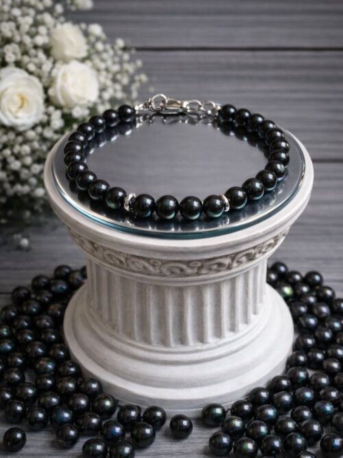 BRACELET PIERRES NATURELLES OBSIDIENNE OEIL CELEST ARC-EN-CIEL (modèle homme)