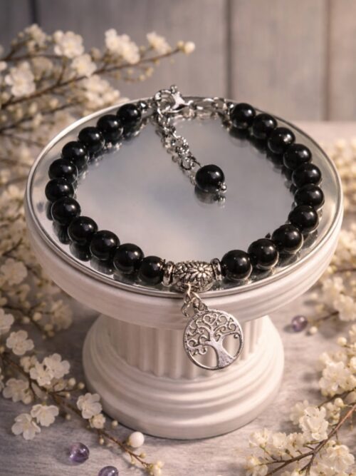 BRACELET PIERRES NATURELLES OBSIDIENNE OEIL CELESTE ARC-EN-CIEL ET ADV