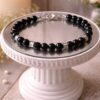 BRACELET PIERRES NATURELLES OBSIDIENNE OEIL CELESTE ARC-EN-CIEL (modèle homme)