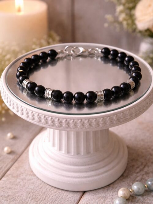 BRACELET PIERRES NATURELLES OBSIDIENNE OEIL CELESTE ARC-EN-CIEL (modèle homme)