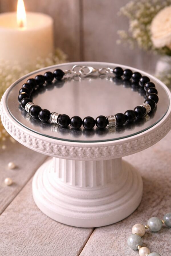 BRACELET PIERRES NATURELLES OBSIDIENNE OEIL CELESTE ARC-EN-CIEL (modèle homme)