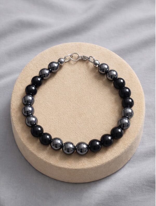 BRACELET PIERRES NATURELLES ONYX ET HEMATITE