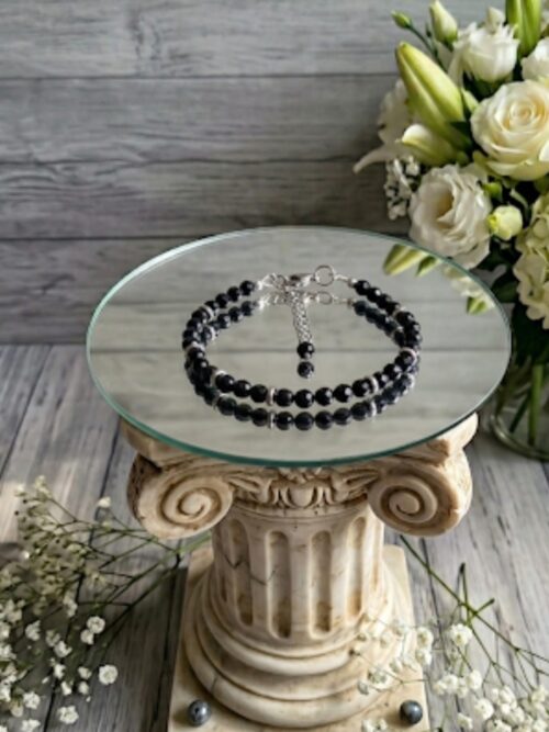 BRACELET PIERRES NATURELLES SPINELLE NOIRE FACETTEE