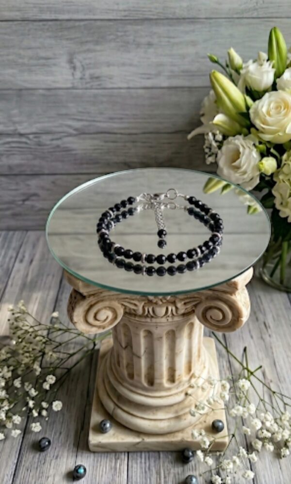 BRACELET PIERRES NATURELLES SPINELLE NOIRE FACETTEE