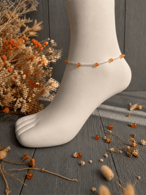 BRACELET DE CHEVILLE PIERRES NATURELLES CORNALINE