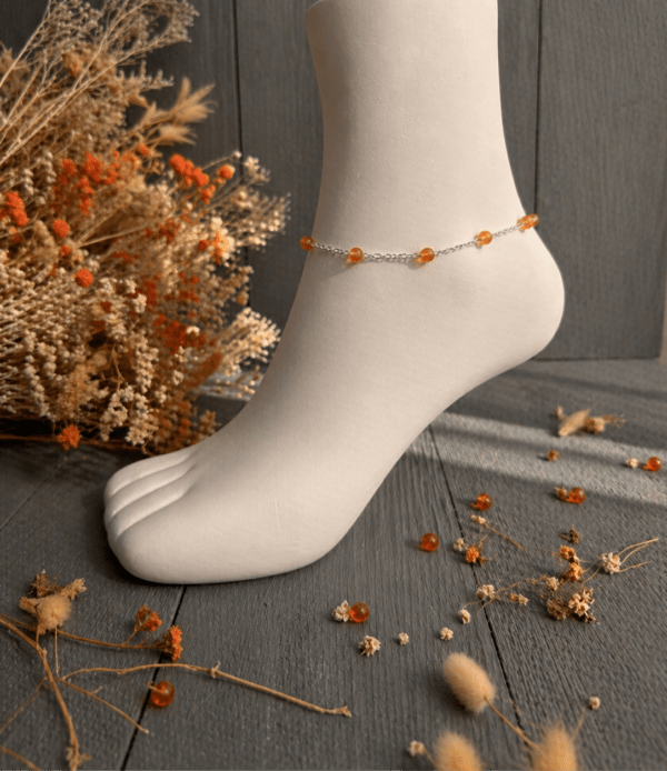 BRACELET DE CHEVILLE PIERRES NATURELLES CORNALINE