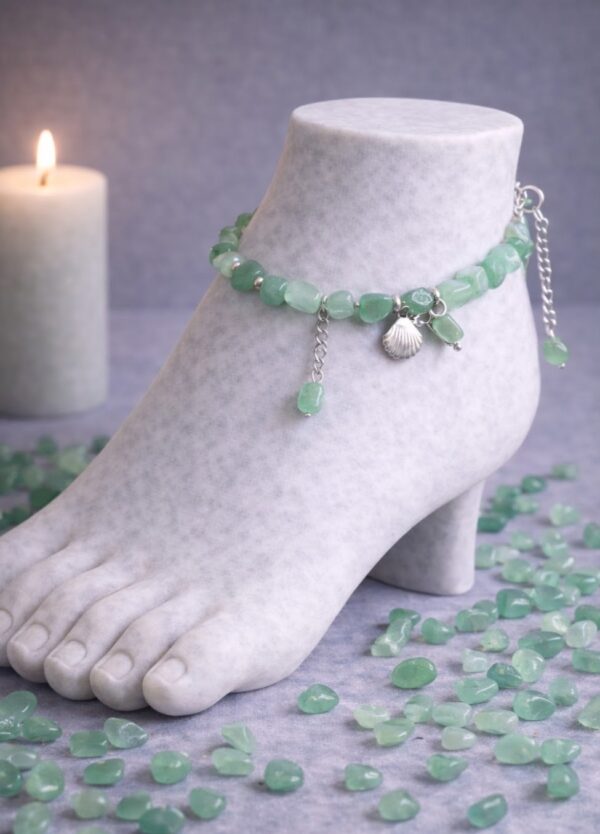 CHAINE DE CHEVILLE PIERRES NATURELLES AVENTURINE VERTE