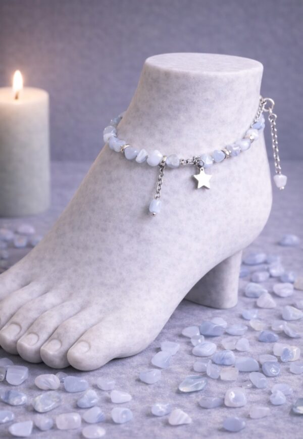 CHAINE DE CHEVILLE PIERRES NATURELLES CALCEDOINE