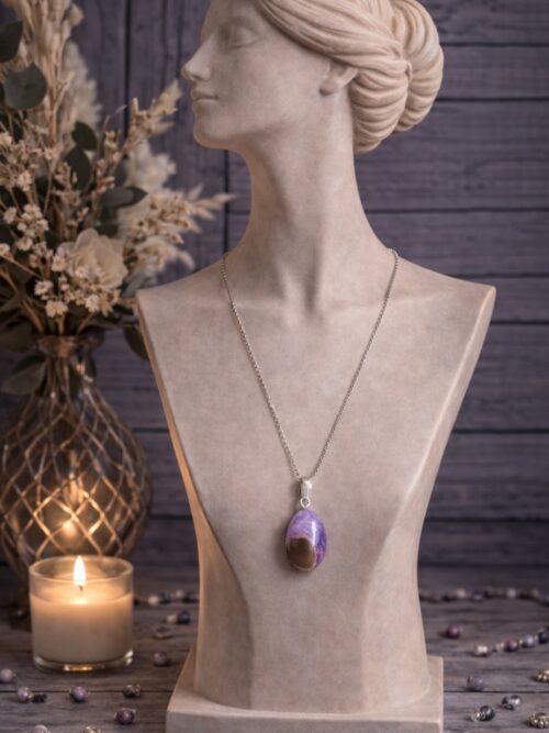 CHAINE ET PENDENTIF PIERRE NATURELLE AMETHYSTE