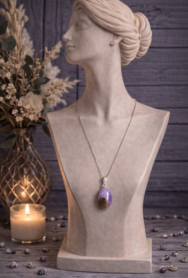 CHAINE ET PENDENTIF PIERRE NATURELLE AMETHYSTE