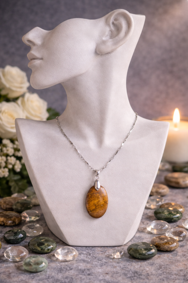 CHAINE ET PENDENTIF PIERRE NATURELLE JASPE MARIAM
