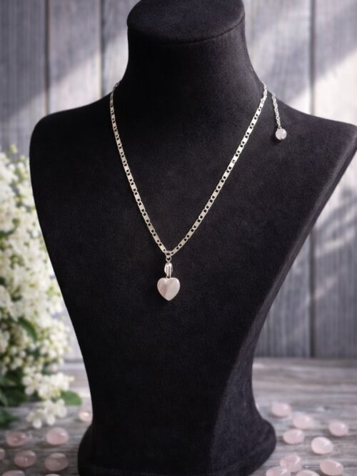 CHAINE ET PENDENTIF PIERRES NATURELLES QUARTZ ROSE