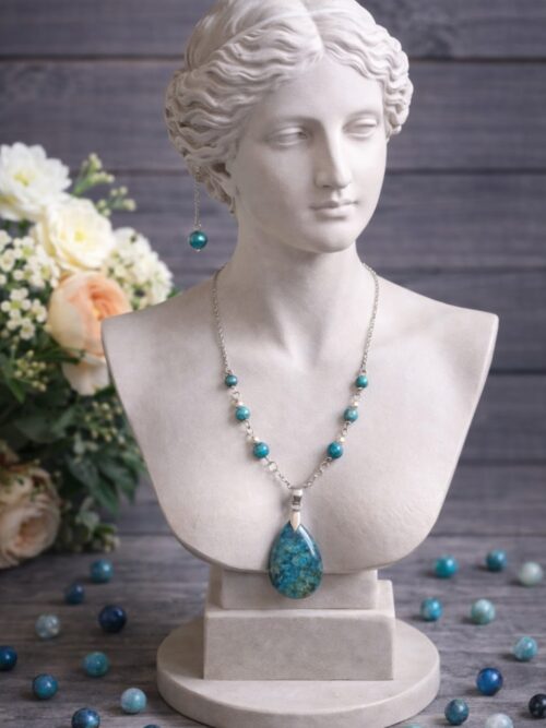 CHAINE ET PENDENTIF PIERRES NATURELLES APATITE