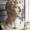 COLLIER PIERRES NATURELLES NACRE ET AVENTURINE BLEUE (modèle homme)
