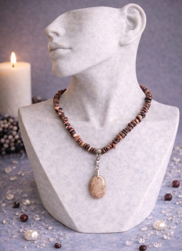 COLLIER ET PENDENTIF PIERRES NATURELLES RHODONITE