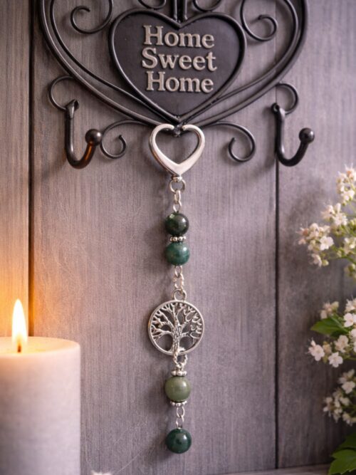 PORTE-CLES PIERRES NATURELLES AGATE MOUSSE