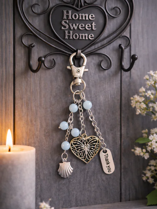 PORTE-CLES PIERRES NATURELLES AIGUE-MARINE