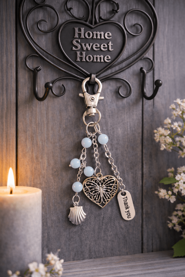 PORTE-CLES PIERRES NATURELLES AIGUE-MARINE