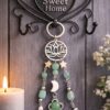 PORTE-CLES PIERRES NATURELLES AVENTURINE VERTE+PENDENTIF CLE