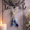 PORTE-CLES PIERRES NATURELLES LAPIS LAZULI + PLUME